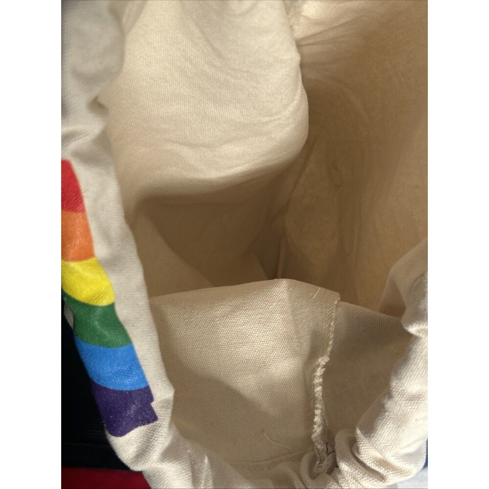 New Snap Chat Colorful Rainbow Tote Bag Canvas Rope Backpack Beach Never Used - Picture 4 of 4